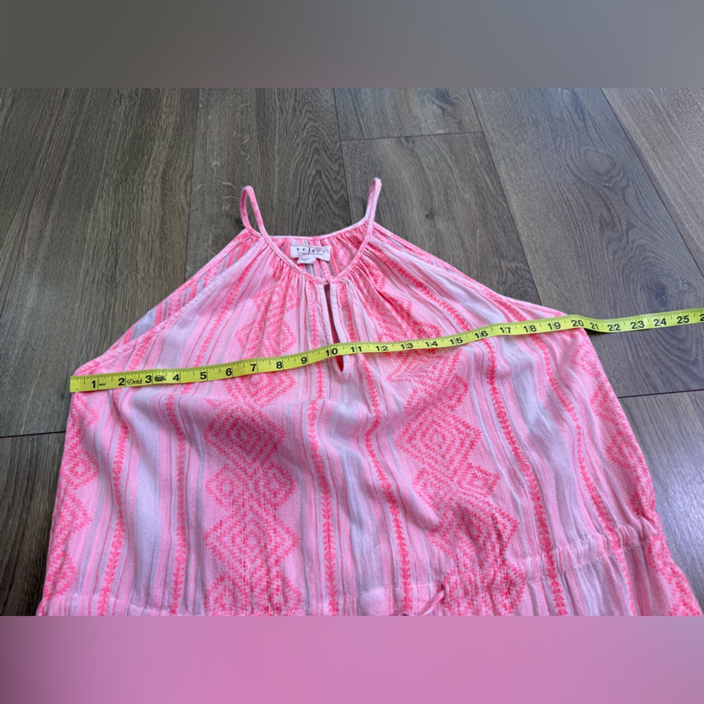 Velvet By Graham & Spencer Pink Embroidered Midi Dress Boho Halter Cotton Sz Lrg - Picture 13 of 14